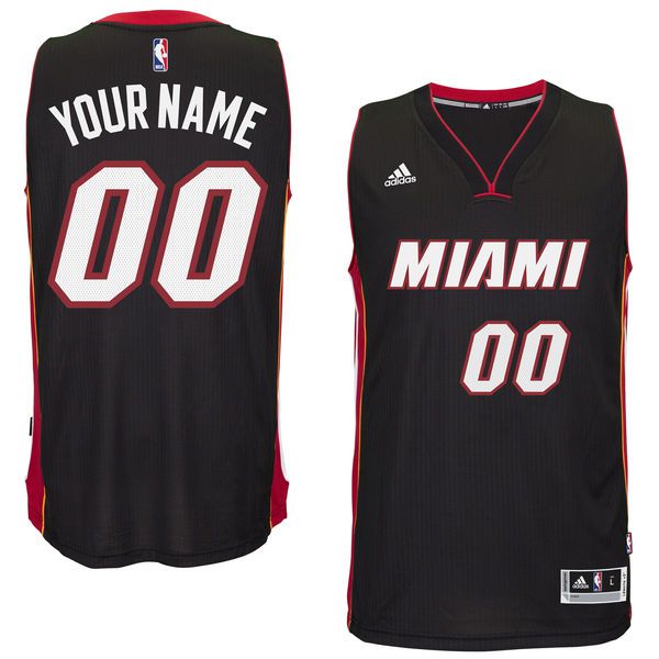 Men Miami Heat Adidas Black Custom Swingman Road NBA Jersey->customized nba jersey->Custom Jersey